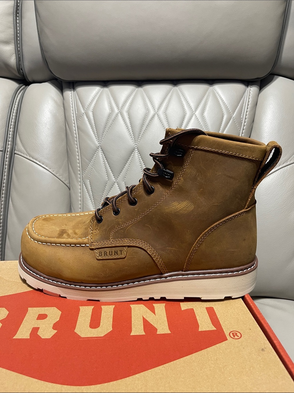 Brunt The Marin Unlined CompToe Boot — Brown Leather Lace-Up Men's Ankle Boot - Picture 7 of 12